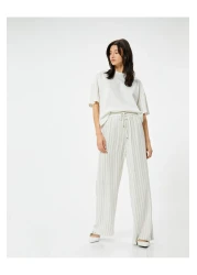 Koton Wide Leg Trousers with Laced Waist and Elastic