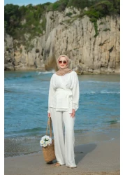 LOCCO بدلة غوفري نسائية باللون الأبيض