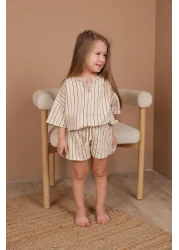 OhlalaKoala Brown Striped Shorts Set