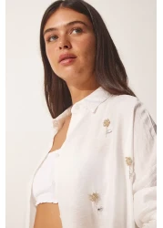 Happiness İstanbul قميص أيروبين نسائي مطرز بأحجار كريستال إكرو TU00025