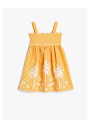 Koton Square Neck Dress Sleeveless Embroidered