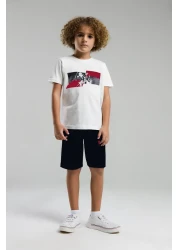 U.S. Polo Assn. قاعدة. بولو أسن. بدلة برمودا كريمية للأولاد