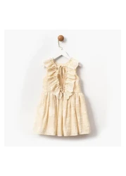 Magu Girl's Cotton Floral Patterned Ruffled Collar Dress