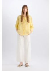 Defacto قميص Brode بأكمام طويلة وقصة واسعة مقاس كبير B5419AX25SP