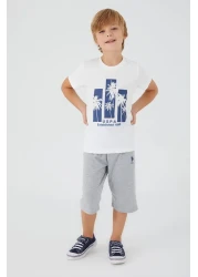 U.S. Polo Assn. Palm Pattern Cream Boy Capri Suit