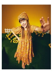 Koton فستان مزين بالزهور وأكمام بالونية من القطن بياقة مربعة مبطن