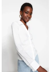  Collection Ecru Gathered Fitted/Slim Fit Woven Shirt TWOSS23GO00177