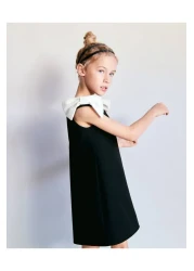 Daisy Dolly فستان بناتي من القماش القطني مبطن بسحاب جانبي