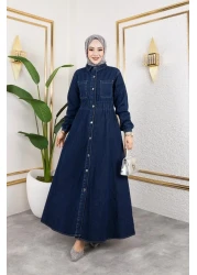 HARMAN BUTİK Women's Belden Elastic Pocket Detailed Denim Dress