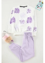 TRENDYOLKIDS طقم علوي محبوك بالزهور للفتيات من إكرو TKDAW25AU00162