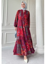 InStyle Bohemian Ethnic Pattern Red Viscose Dress
