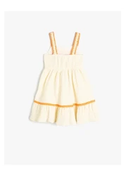 Koton Cotton Muslin Strap Dress - Layered and Embroidered