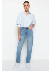  Collection Blue High Waist Straight Jeans TWOSS22JE0653