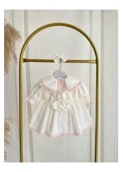 Hobidik طقم فستان من الساتان باللون الأبيض من الدانتيل الغيبور للفتيات من هوبيديك