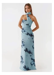 Hiccup Strapless Patterned Bodycon Maxi Tulle Dress