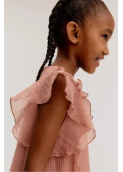 H&M فستان بتفاصيل الكشكشة