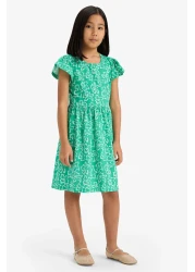 Defacto فستان صيفي بأكمام قصيرة ورقبة دائرية للفتيات B4339a825sm