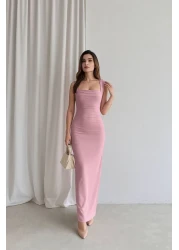 amcacom فستان منسوج بتفاصيل أنيقة مع حمالات