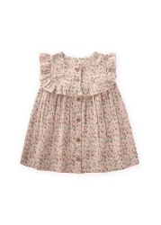 Cigit Crispy Pattern Muslin Dress 0-8 Years Powder Pink