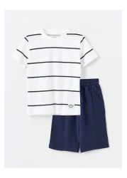 LC Waikiki LCW Crew Neck Printed Baby Boy T-Shirt and Shorts 2 Pieces Set