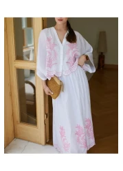 Lavanta Tekstil Embroidered Shirt Skirt Set