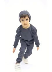 BALKABAĞI Anthracite Melange - Smoked Corded Unisex Baby & Kids 3-Piece Set/Set