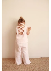 Oh La La Koala For Little Ones Pink Striped Cross Stripe Detailed Muslin Set with Scarf