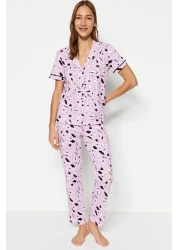  Collection Light Pink Leisure Pattern Cotton Pajamas Set - Thmss19Ip0037