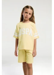 U.S. Polo Assn. بدلة برمودا صفراء ممتازة للفتيات