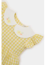 Defacto Baby Girl Bebe Collar Check Short Sleeve Poplin Summer Dress C4536A525Sm