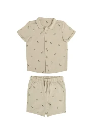 Kyron Boy's Patterned Short Sleeve Shirt and Shorts Set