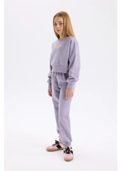 Defacto 2-Piece Set for Girl - Crew Neck Printed Sweatshirt and Elastic Jogger Sweatpants