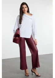  Collection Limited Edition White Collar Detailed Striped Woven Shirt Twoaw25Go00065