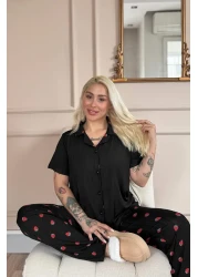 Pijamaevi طقم بيجامة مارلينكا بأزرار أمامية منقوشة باللون الأسود من نوير فرايز