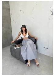 İLKCET MODA تنورة نسائية فضفاضة من قماش المظلة