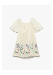 Koton Cotton Dress with Embroidered Floral Applique Detail