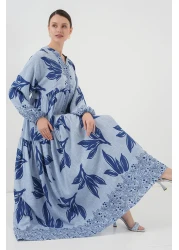 Bigdart 2423 فستان منقوش أصلي - أزرق - كحلي