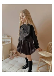 YİGİT BUTİK Yigit Boutique Butterfly Detailed Glitter Balloon Skirt Girl's Bottom and Top Set