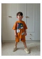 JELİBOOM طقم شورت توم وجيري للأطفال 100% قطن عضوي