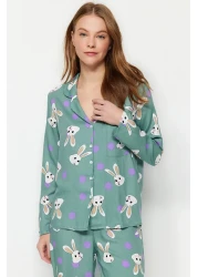  Collection Multicolor Rabbit Print Viscose Woven Pajamas Set Thmaw21Pt0048