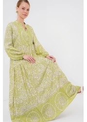 Bigdart 2423 Authentic Patterned Hijab Dress - Green 8