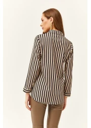 Olalook Women's Black Striped Woven Shirt