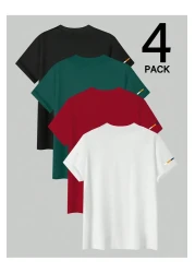 PAVRO Oversize Tshirt 4 Pieces Printed Multicolor T-Shirt