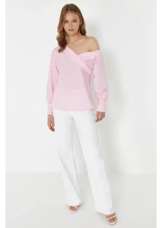  Collection Pink Boat Neck Woven Blouse TWOSS24BZ00553