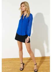  Collection Transparent Baby Blue Woven Shirt - Regular Regular Fit TWOAW20GO0116