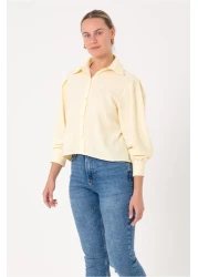 SCREENSHOT قميص نسائي أصفر فيسكوز 100% / مثالي للمناسبات اليومية والخاصة