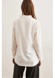 Olalook قميص نسائي أبيض لامع منسوج GML-19001152