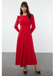  Modest Tctaw25Eb00110 Model Dark Red Woven Dress