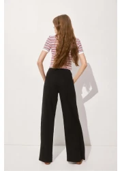 H&M بنطلون واسع من مزيج الكتان