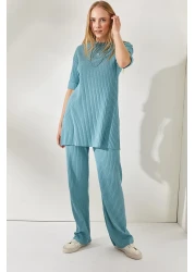 Olalook Women's Mint Green Short Sleeve Lower Top Lycra Suit TKM-19000191